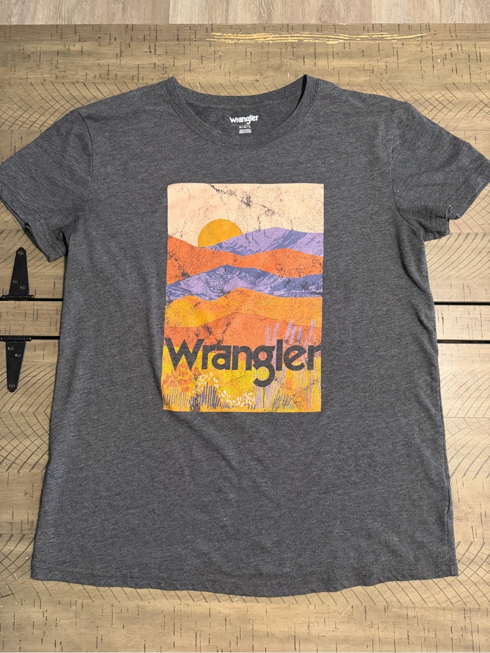 Wrangler Charcoal Graphic Tee with Sunset Mountain Print
